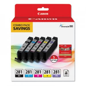 Canon 2091C006 (CLI-281) ChromaLife100 Ink, Black/Blue/Cyan/Magenta/Yellow CNM2091C006 2091C006