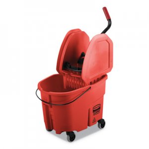 Rubbermaid Commercial WaveBrake 2.0 Bucket/Wringer Combos, 35 qt, Down Press, Plastic, Red RCPFG757888RED FG757888RED