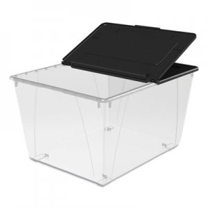 Storex Storage Tote, 16 gal, 22.7" x 18.25" x 12.86", Clear/Black STX00900U04C 00900U04C