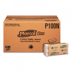 Marcal PRO Folded Paper Towels, 1-Ply, 10 1/8" x 12 7/8 ", 150/Pack, 16 Packs/CT MRCP100N