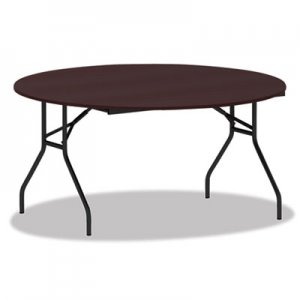 Alera Round Wood Folding Table, 59 Dia x 29 1/8h, Mahogany ALEFT7260DMY
