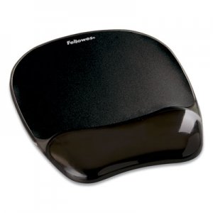 Fellowes Gel Crystals Mouse Pad with Wrist Rest, 7.87" x 9.18", Black FEL9112101 9112101