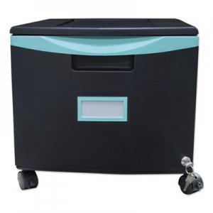 Storex Single-Drawer Mobile Filing Cabinet, 14.75w x 18.25d x 12.75h, Black/Teal STX61270U01C 61270U01C