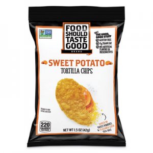 Food Should Taste Good Tortilla Chips, Sweet Potato with Sea Salt, 1.5 oz, 24/Carton AVT81237 GEM81237