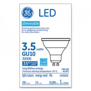 GE LED MR16 GU10 Dimmable Warm White Flood Light, 3000K, 3.7 W GEL37114 37114