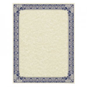 Southworth Parchment Certificates, Retro, 8 1/2 x 11, Ivory with Blue and Silver-Foil Border, 50/Pack SOU91352 91352
