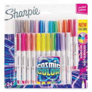 Sharpie Cosmic Color Permanent Markers, Extra-Fine Needle Tip, Assorted Colors, 24/Pack SAN2033572 2033572