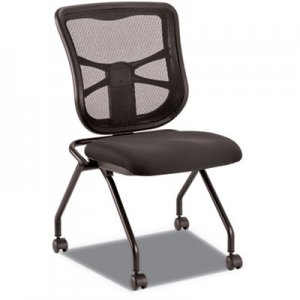 Alera Alera Elusion Mesh Nesting Chairs, Black Seat/Black Back, Black Base, 2/Carton ALEEL4915