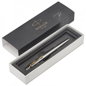 Parker Jotter Retractable Gel Pen Gift Box, 0.7mm, Black Ink, Stainless Steel Barrel PAR2020647 2020647