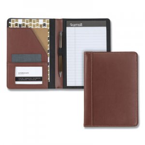 Samsill Contrast Stitch Leather Padfolio, 6 1/4w x 8 3/4h, Open Style, Brown SAM71736 71736
