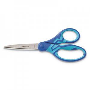 Fiskars Kids/Student Softgrip Scissors, Pointed Tip, 7" Long, 2.63" Cut Length, Blue Straight Handle FSK1997101007 199710-1007