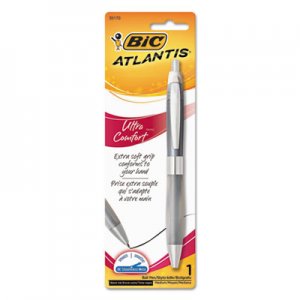 BIC Atlantis Ultra Comfort Retractable Ballpoint Pen, 1mm, Black Ink, Assorted Barrel Colors BICVCGUP11XBK VCGUP11XBK