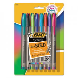 BIC Cristal Xtra Bold Stick Ballpoint Pen, Bold 1.6mm, Assorted Ink/Barrel, 24/Pack BICMSBAPP241AST MSBAPP241AST