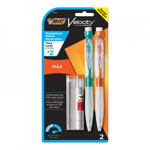 BIC Velocity Max Pencil, 0.9 mm, HB (#2), Black Lead, Assorted Barrel Colors, 2/Pack BICMPMX9P21 MPMX9P21