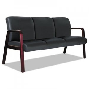 Alera Alera Reception Lounge WL 3-Seat Sofa, 65.75 x 26.13 x 33, Black/Mahogany ALERL2319M