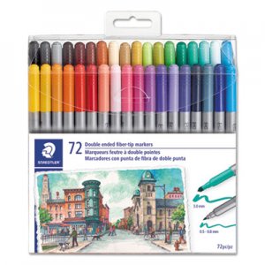 Staedtler Double Ended Markers, Assorted Bullet Tips, Assorted Colors, 72/Pack STD3200TB7202 3200TB7202