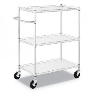 Alera 3-Shelf Wire Cart with Liners, 34.5w x 18d x 40h, Silver, 600-lb Capacity ALESW333018SR