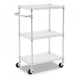 Alera 3-Shelf Wire Cart with Liners, 24w x 16d x 39h, Silver, 500-lb Capacity ALESW322416SR