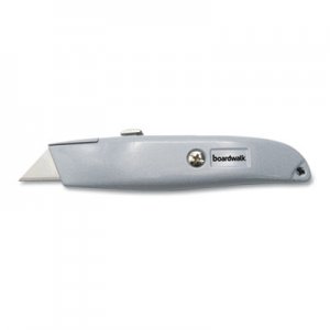 Boardwalk Retractable Metal Utility Knife, Retractable, Straight-Edged, Gray BWKUKNIFE45
