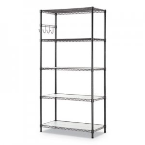 Alera 5-Shelf Wire Shelving Kit with Casters and Shelf Liners, 36w x 18d x 72h, Black Anthracite ALESW653618BA