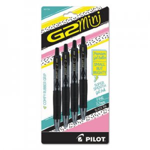 Pilot G2 Mini Retractable Gel Pen, Fine 0.7mm, Black Ink/Barrel, 4/Pack PIL31734 31734