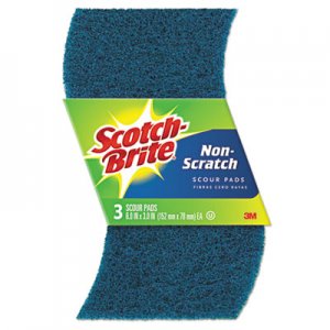 Scotch-Brite Non-Scratch Scour Pads, Size 3 x 6, Blue, 10/Carton MMM62310 62310