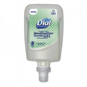 Dial Professional FIT Fragrance-Free Antimicrobial Manual Dispenser Refill Gel Hand Sanitizer, 1.2 L, Bottle, 3/Carton DIA16706 16706
