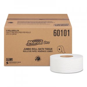 Marcal PRO 100% Recycled Bathroom Tissue, Septic Safe, 2-Ply, White, 3.3 x 1000 ft, 12 Rolls/Carton MRC60101