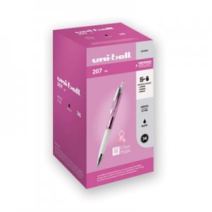 Uni-Ball 207 Retractable Gel Pen Office Pack, 0.7 mm, Black Ink, Pink Barrel, 36/Pack UBC2003896 2003896