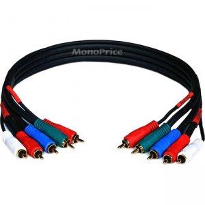 Monoprice 1.5ft 22AWG 5-RCA Component Video/Audio Coaxial Cable (RG-59/U) - Black 5355