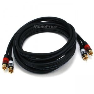 Monoprice 10ft Premium 2 RCA Plug/2 RCA Plug M/M 22AWG Cable - Black 5347