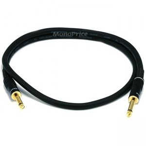 Monoprice 3ft Premier Series 1/4-inch (TS) Male to Male 16AWG Audio Cable (Gold Plated) 5495