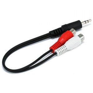 Monoprice 6inch 3.5mm Stereo Plug/2 RCA Jack Cable - Black 666