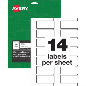 Avery PermaTrack Destructible Asset Tag Labels 60537 AVE60537