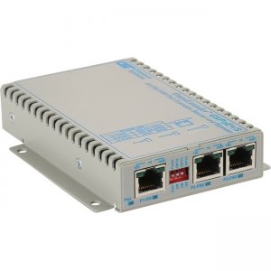 Omnitron Systems OmniConverter GXPoE+/S, 1xPoE/PD RJ-45 + 2xPoE/PSE RJ-45, Commercial Temp 2000-12