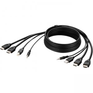 Belkin Dual HDMI High Retention + USB A/B + Audio Passive Combo KVM Cable F1DN2CCBL-HH6T