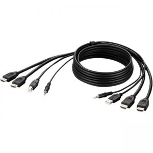 Belkin Dual HDMI High Retention + USB A/B + Audio Passive Combo KVM Cable F1DN2CCBL-HH10T