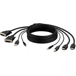Belkin Dual DVI to HDMI High Retention + USB A/B + Audio Passive Combo KVM Cable F1DN2CCBL-DH10T