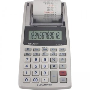 Sharp 12-digit Mini Printing Calculator EL1611V EL-1611V