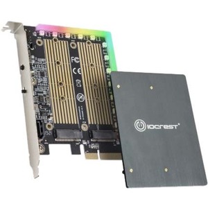 IO Crest M.2 M-key and M.2 B-key SSD RGB Adapter Card with Heatsink 5V ARGB PIN