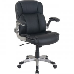 Lorell Soho Flip Armrest Mid-back Leather Chair 81802 LLR81802