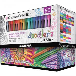 Zebra Pen Doodler'z Gel Stick Pen 1.0mm Assorted 60Pk 41960 ZEB41960