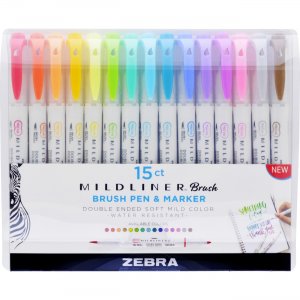Zebra Pen Mildliner Brush Pen & Marker Set 79115 ZEB79115