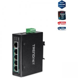 TRENDnet 5-Port Industrial Gigabit PoE + DIN-Rail Switch TI-PG50