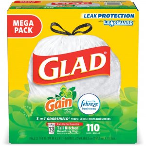 Glad 3-in-1 OdorShield 13G Trash Bags 79114 CLO79114