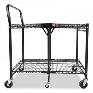 Bostitch Stowaway Folding Carts, 2 Shelves, 35w x 37.25d x 22h, Black, 250 lb Capacity BOSBSACLGBLK BSAC-LG-BLACK