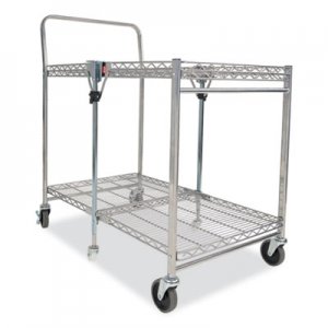 Bostitch Stowaway Folding Carts, 2 Shelves, 35w x 37.25d x 22h, Chrome, 250 lb Capacity BOSBSACLGCR BSAC-LG-CHROME