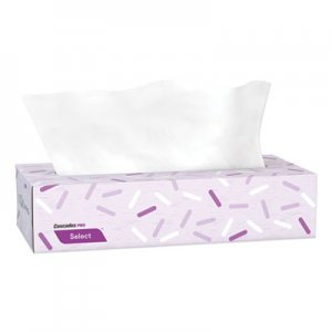 Cascades PRO Select Flat Box Facial Tissue, 2-Ply, White, 100 Sheets/Box, 30 Boxes/Carton CSDF950 F950