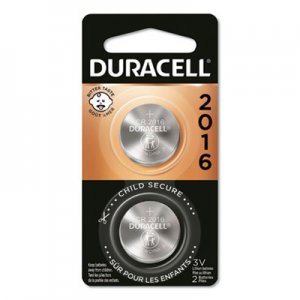 Duracell Lithium Coin Battery, 2016, 2/Pack DURDL2016B2PK
