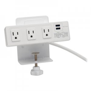 Tripp Lite Three-Outlet Surge Protector with Two USB Ports, 10 ft Cord, 510 Joules, White TRPTLP310USBCW TLP310USBCW